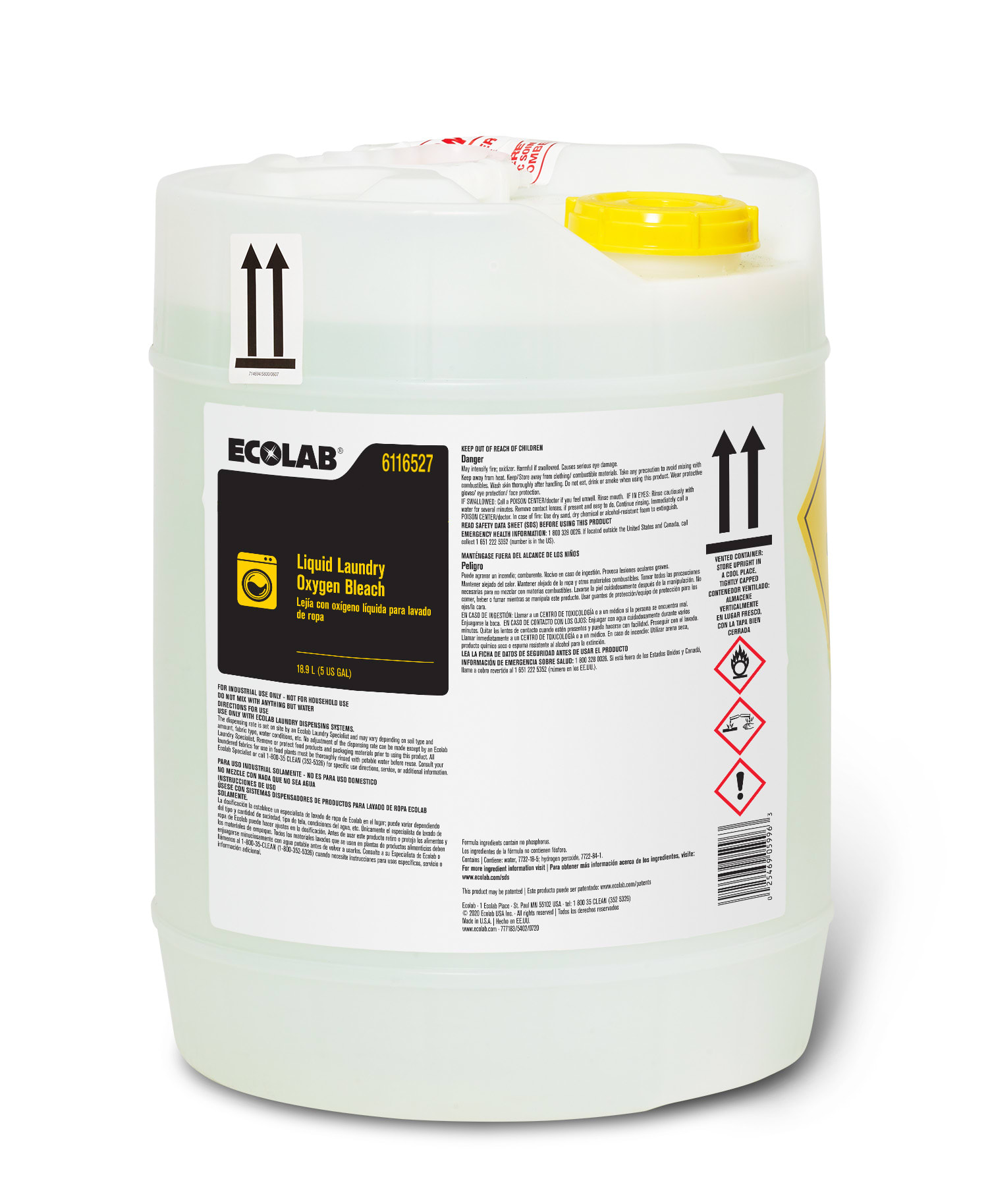 GuestSupply US | Ecolab® Liquid Laundry Oxygen Bleach, 5 Gallon